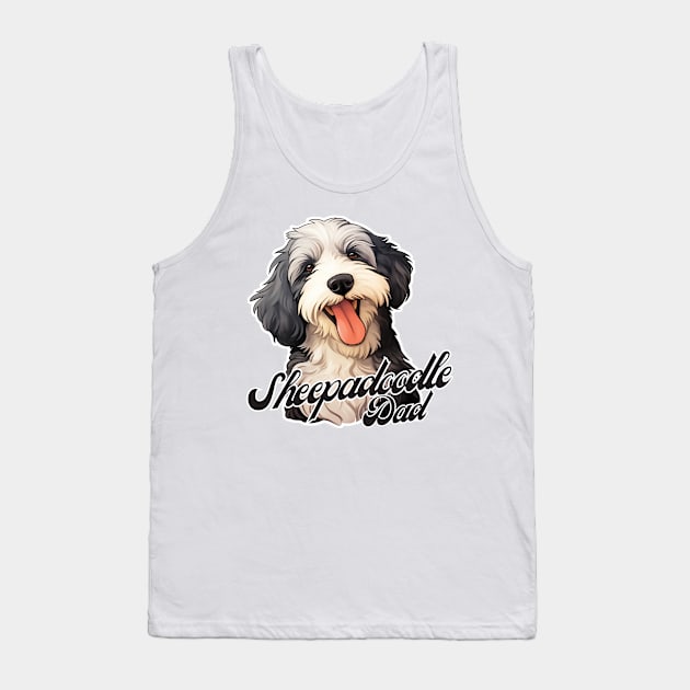 Sheepadoodle Dad T-Shirt - Dog Lover Gift, Pet Parent Apparel Tank Top by Baydream